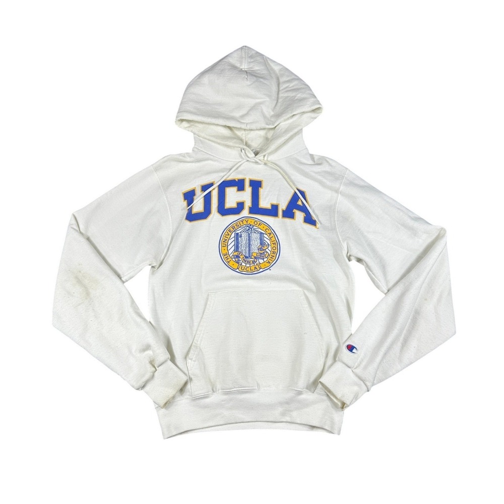 Vintage Champion UCLA Bruins Collegiate Hoodie White 90s Streetwear Medium